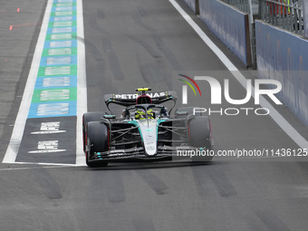 Lewis Hamilton of the UK is driving the (44) Mercedes-AMG Petronas F1 Team F1 W15 E Performance Mercedes during the Formula 1 Rolex Belgian...