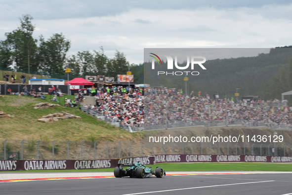 Lance Stroll of Canada is driving the (18) Aston Martin Aramco Cognizant F1 Team AMR24 Mercedes during the Formula 1 Rolex Belgian Grand Pri...