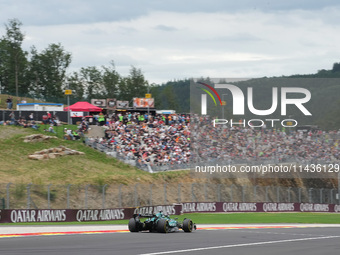 Lance Stroll of Canada is driving the (18) Aston Martin Aramco Cognizant F1 Team AMR24 Mercedes during the Formula 1 Rolex Belgian Grand Pri...