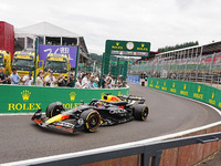 Max Verstappen of the Netherlands is driving the Oracle Red Bull Racing RB20 Honda RBPT during the Formula 1 Rolex Belgian Grand Prix 2024 i...