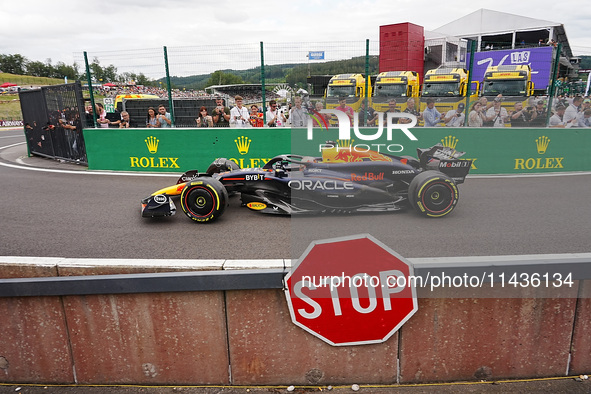 Max Verstappen of the Netherlands is driving the Oracle Red Bull Racing RB20 Honda RBPT during the Formula 1 Rolex Belgian Grand Prix 2024 i...