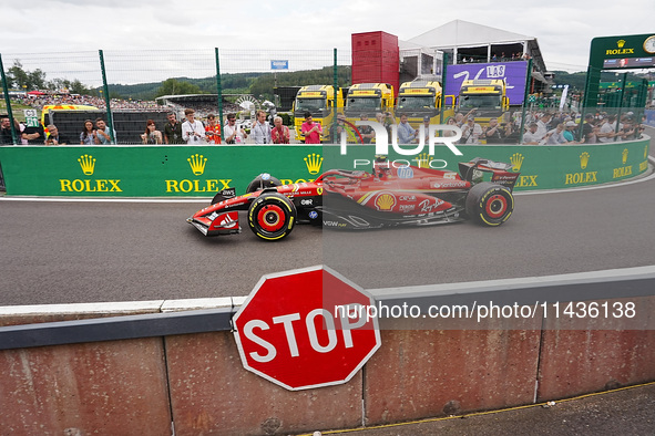 Carlos Sainz Jr. of Spain is driving the (55) Scuderia Ferrari SF-24 Ferrari during the Formula 1 Rolex Belgian Grand Prix 2024 in Francorch...