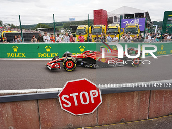 Carlos Sainz Jr. of Spain is driving the (55) Scuderia Ferrari SF-24 Ferrari during the Formula 1 Rolex Belgian Grand Prix 2024 in Francorch...