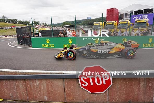 Lando Norris of the UK is driving the (4) McLaren F1 Team MCL38 Mercedes during the Formula 1 Rolex Belgian Grand Prix 2024 in Francorchamps...