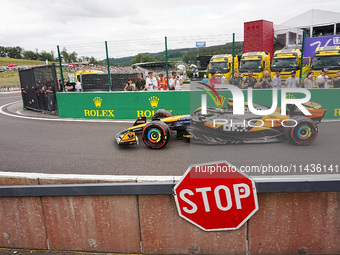 Lando Norris of the UK is driving the (4) McLaren F1 Team MCL38 Mercedes during the Formula 1 Rolex Belgian Grand Prix 2024 in Francorchamps...