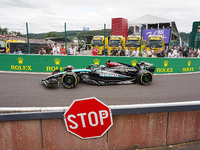 George Russell of the UK is driving the (63) Mercedes-AMG Petronas F1 Team F1 W15 E Performance Mercedes during the Formula 1 Rolex Belgian...