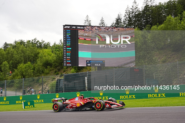 Carlos Sainz Jr. of Spain is driving the (55) Scuderia Ferrari SF-24 Ferrari during the Formula 1 Rolex Belgian Grand Prix 2024 in Francorch...