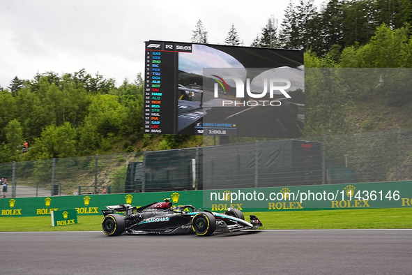 Lewis Hamilton of the UK is driving the (44) Mercedes-AMG Petronas F1 Team F1 W15 E Performance Mercedes during the Formula 1 Rolex Belgian...