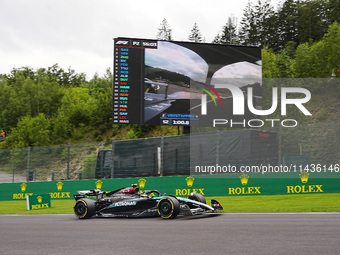 Lewis Hamilton of the UK is driving the (44) Mercedes-AMG Petronas F1 Team F1 W15 E Performance Mercedes during the Formula 1 Rolex Belgian...