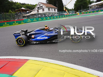 Logan Sargeant of the United States is driving the (2) Williams Racing FW46 Mercedes during the Formula 1 Rolex Belgian Grand Prix 2024 in F...