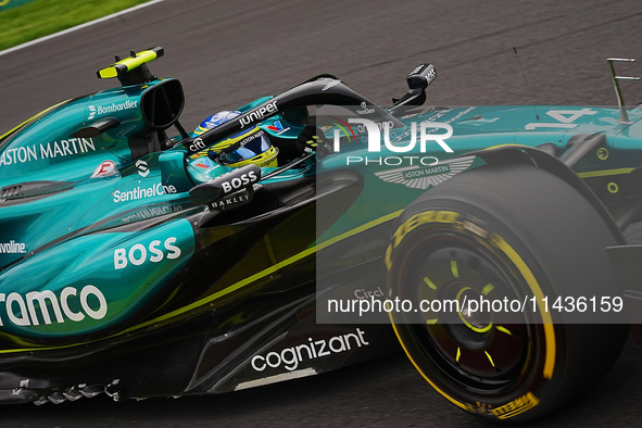 Fernando Alonso of Spain is driving the (14) Aston Martin Aramco Cognizant F1 Team AMR24 Mercedes during the Formula 1 Rolex Belgian Grand P...