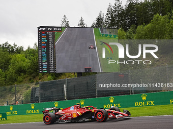 Carlos Sainz Jr. of Spain is driving the (55) Scuderia Ferrari SF-24 Ferrari during the Formula 1 Rolex Belgian Grand Prix 2024 in Francorch...