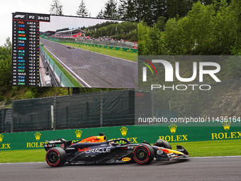 Max Verstappen of the Netherlands is driving the Oracle Red Bull Racing RB20 Honda RBPT during the Formula 1 Rolex Belgian Grand Prix 2024 i...