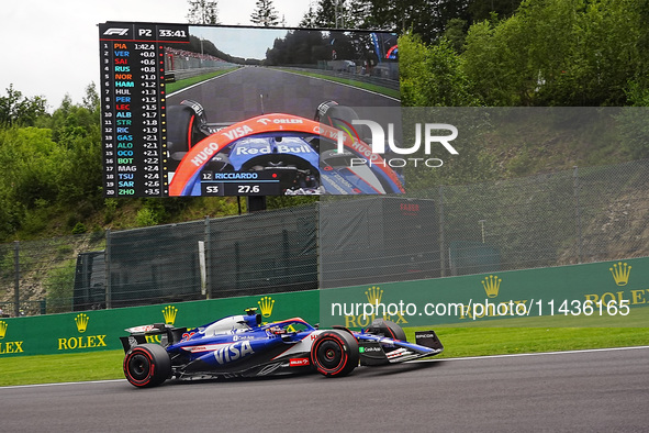 Yuki Tsunoda of Japan is driving the (22) Visa Cash app RB VCARB01 Honda RBPT during the Formula 1 Rolex Belgian Grand Prix 2024 in Francorc...