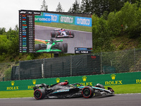 Lewis Hamilton of the UK is driving the (44) Mercedes-AMG Petronas F1 Team F1 W15 E Performance Mercedes during the Formula 1 Rolex Belgian...