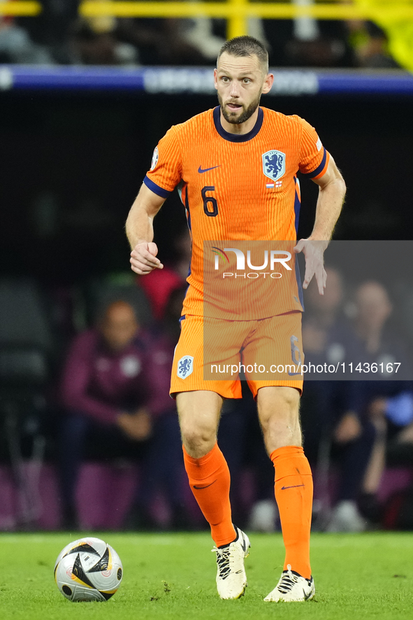 Stefan de Vrij centre-back of Netherlands and Inter Milan during the UEFA EURO 2024 semi-final match between Netherlands and England at Foot...