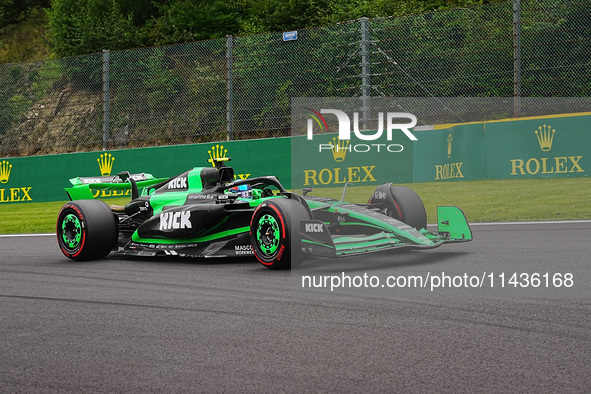 Guanyu Zhou of China is driving the (24) Stake F1 Team Kick Sauber C44 Ferrari during the Formula 1 Rolex Belgian Grand Prix 2024 in Francor...