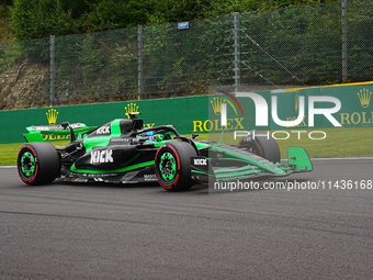 Guanyu Zhou of China is driving the (24) Stake F1 Team Kick Sauber C44 Ferrari during the Formula 1 Rolex Belgian Grand Prix 2024 in Francor...