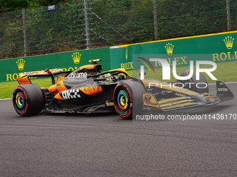 Lando Norris of the UK is driving the (4) McLaren F1 Team MCL38 Mercedes during the Formula 1 Rolex Belgian Grand Prix 2024 in Francorchamps...