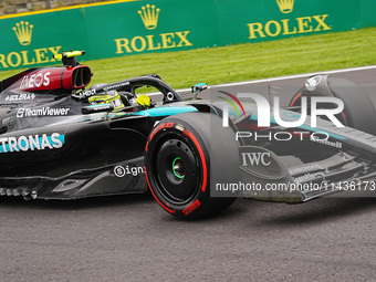 Lewis Hamilton of the UK is driving the (44) Mercedes-AMG Petronas F1 Team F1 W15 E Performance Mercedes during the Formula 1 Rolex Belgian...