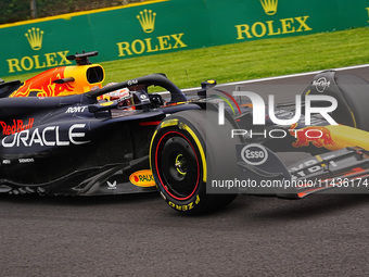 Max Verstappen of the Netherlands is driving the Oracle Red Bull Racing RB20 Honda RBPT during the Formula 1 Rolex Belgian Grand Prix 2024 i...