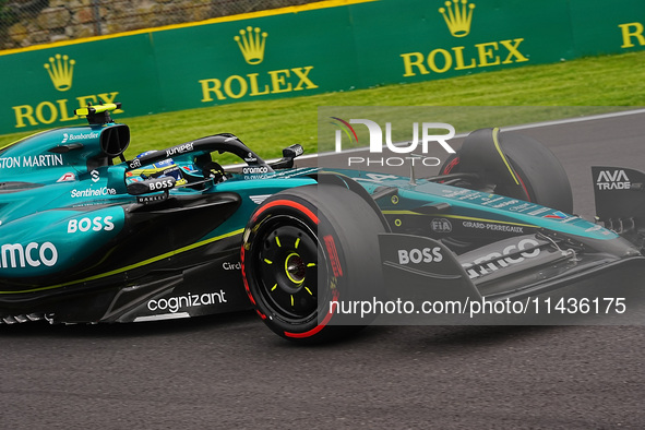 Fernando Alonso of Spain is driving the (14) Aston Martin Aramco Cognizant F1 Team AMR24 Mercedes during the Formula 1 Rolex Belgian Grand P...