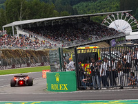 Carlos Sainz Jr. of Spain is driving the (55) Scuderia Ferrari SF-24 Ferrari during the Formula 1 Rolex Belgian Grand Prix 2024 in Francorch...