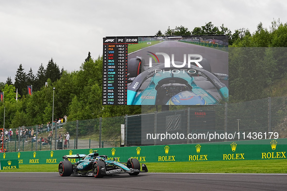 Fernando Alonso of Spain is driving the (14) Aston Martin Aramco Cognizant F1 Team AMR24 Mercedes during the Formula 1 Rolex Belgian Grand P...