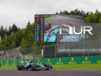 Fernando Alonso of Spain is driving the (14) Aston Martin Aramco Cognizant F1 Team AMR24 Mercedes during the Formula 1 Rolex Belgian Grand P...