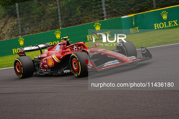 Carlos Sainz Jr. of Spain is driving the (55) Scuderia Ferrari SF-24 Ferrari during the Formula 1 Rolex Belgian Grand Prix 2024 in Francorch...