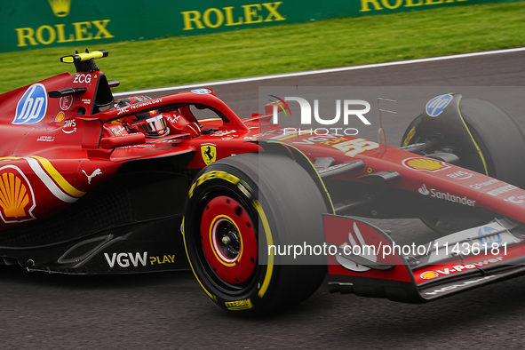 Carlos Sainz Jr. of Spain is driving the (55) Scuderia Ferrari SF-24 Ferrari during the Formula 1 Rolex Belgian Grand Prix 2024 in Francorch...