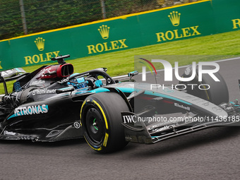 George Russell of the UK is driving the (63) Mercedes-AMG Petronas F1 Team F1 W15 E Performance Mercedes during the Formula 1 Rolex Belgian...