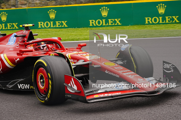 Carlos Sainz Jr. of Spain is driving the (55) Scuderia Ferrari SF-24 Ferrari during the Formula 1 Rolex Belgian Grand Prix 2024 in Francorch...