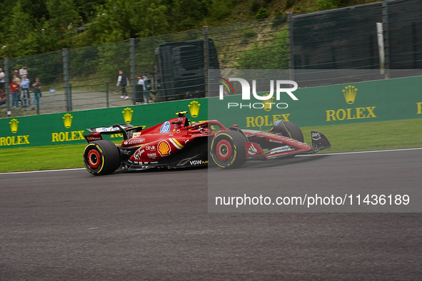 Carlos Sainz Jr. of Spain is driving the (55) Scuderia Ferrari SF-24 Ferrari during the Formula 1 Rolex Belgian Grand Prix 2024 in Francorch...