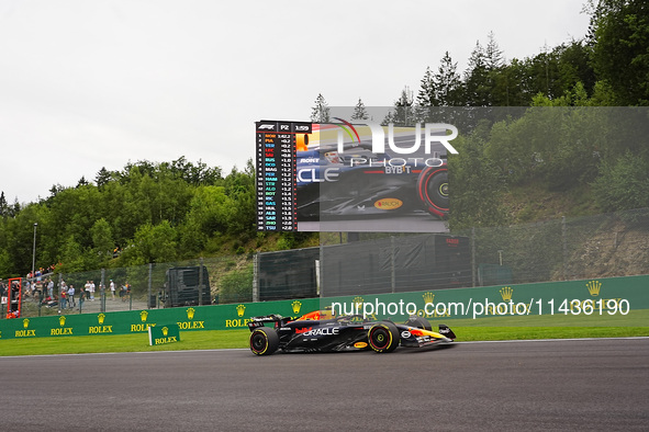 Sergio Perez of Mexico is driving the (11) Oracle Red Bull Racing RB20 Honda RBPT during the Formula 1 Rolex Belgian Grand Prix 2024 in Fran...