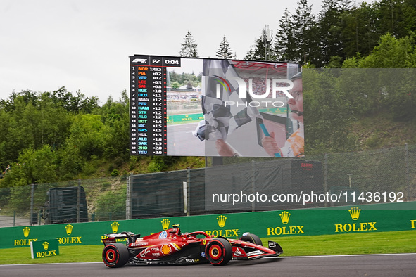 Carlos Sainz Jr. of Spain is driving the (55) Scuderia Ferrari SF-24 Ferrari during the Formula 1 Rolex Belgian Grand Prix 2024 in Francorch...