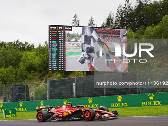 Carlos Sainz Jr. of Spain is driving the (55) Scuderia Ferrari SF-24 Ferrari during the Formula 1 Rolex Belgian Grand Prix 2024 in Francorch...