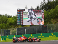 Carlos Sainz Jr. of Spain is driving the (55) Scuderia Ferrari SF-24 Ferrari during the Formula 1 Rolex Belgian Grand Prix 2024 in Francorch...