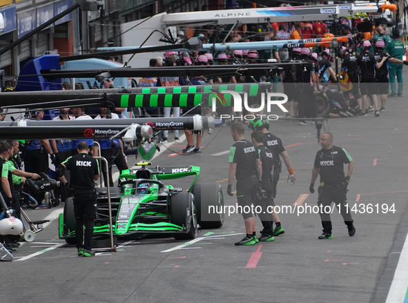 Guanyu Zhou of China is driving the (24) Stake F1 Team Kick Sauber C44 Ferrari during the Formula 1 Rolex Belgian Grand Prix 2024 in Francor...