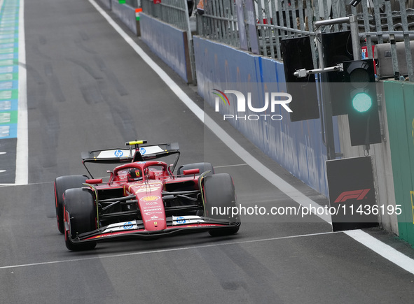 Carlos Sainz Jr. of Spain is driving the (55) Scuderia Ferrari SF-24 Ferrari during the Formula 1 Rolex Belgian Grand Prix 2024 in Francorch...