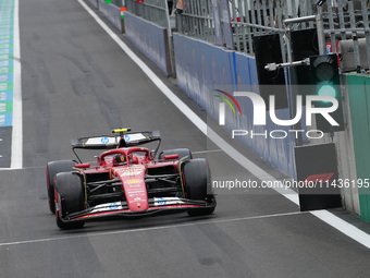 Carlos Sainz Jr. of Spain is driving the (55) Scuderia Ferrari SF-24 Ferrari during the Formula 1 Rolex Belgian Grand Prix 2024 in Francorch...