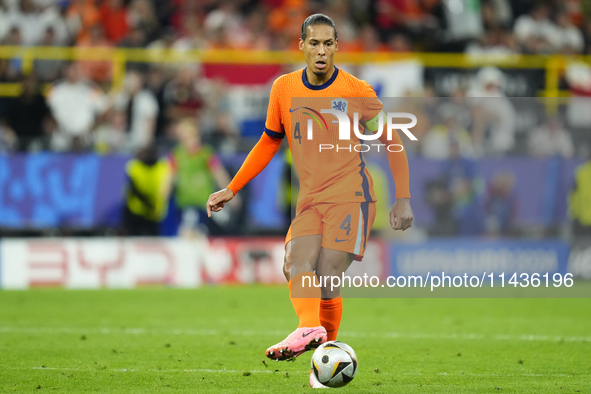 Virgil van Dijk centre-back of Netherlands and Liverpool FC during the UEFA EURO 2024 semi-final match between Netherlands and England at Fo...