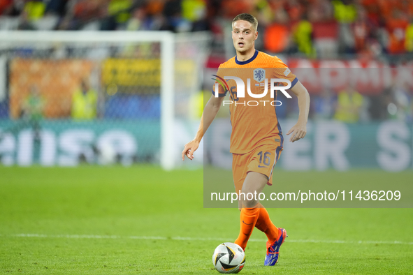 Joey Veerman central midfield of Netherlands and PSV Eindhoven during the UEFA EURO 2024 semi-final match between Netherlands and England at...