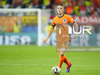 Joey Veerman central midfield of Netherlands and PSV Eindhoven during the UEFA EURO 2024 semi-final match between Netherlands and England at...