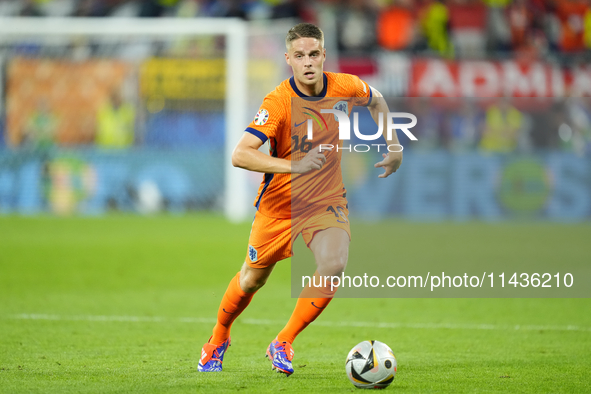 Joey Veerman central midfield of Netherlands and PSV Eindhoven during the UEFA EURO 2024 semi-final match between Netherlands and England at...