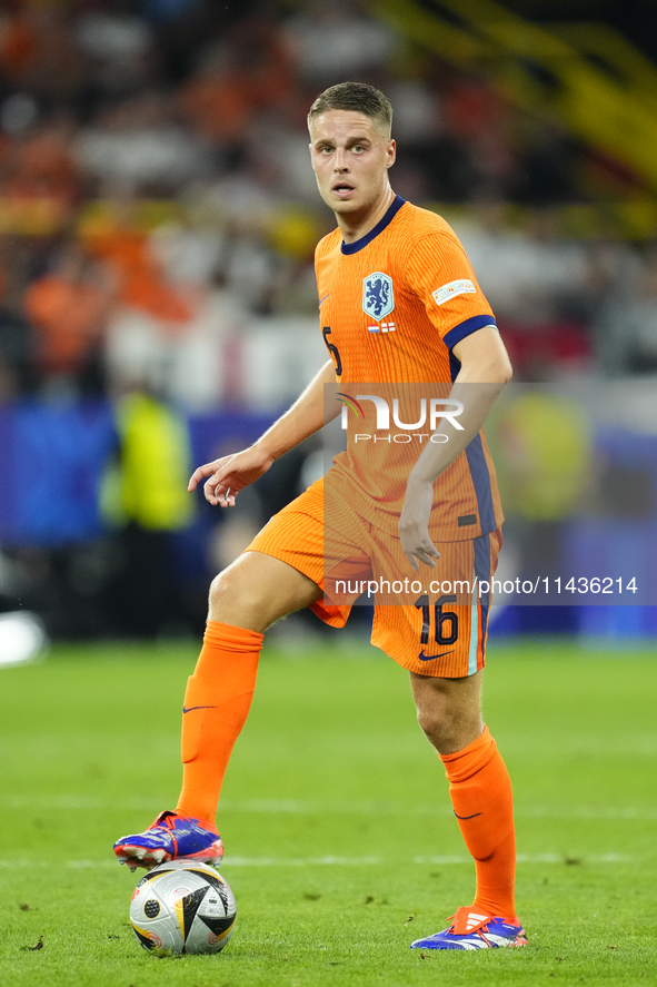 Joey Veerman central midfield of Netherlands and PSV Eindhoven during the UEFA EURO 2024 semi-final match between Netherlands and England at...