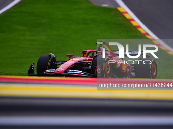 Carlos Sainz of Scuderia Ferrari is driving his single-seater during the free practice of the Belgian GP, the 14th race of the Formula 1 Wor...