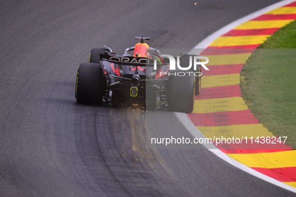 Max Verstappen of Red Bull Racing Honda is driving his single-seater during the free practice of the Belgian GP, the 14th race of the Formul...