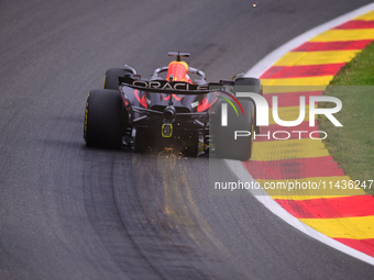 Max Verstappen of Red Bull Racing Honda is driving his single-seater during the free practice of the Belgian GP, the 14th race of the Formul...