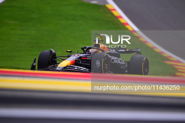 Max Verstappen of Red Bull Racing Honda is driving his single-seater during the free practice of the Belgian GP, the 14th race of the Formul...